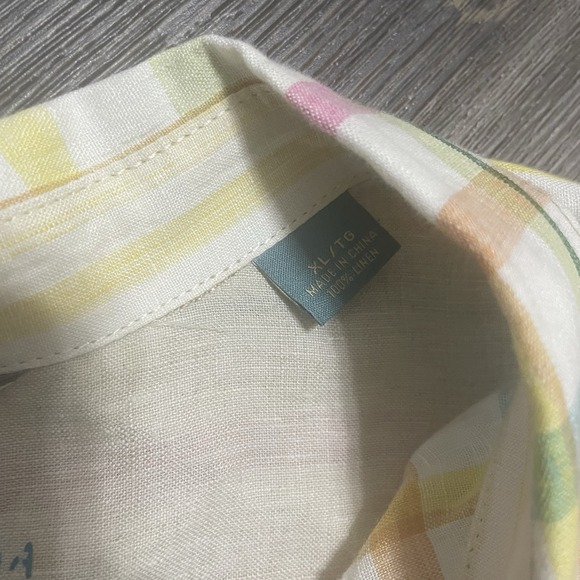 2x‎ TOMMY BAHAMA RELAX Shirt Mens XL 100% Linen Long Sleeve Button Front Check - Picture 15 of 16